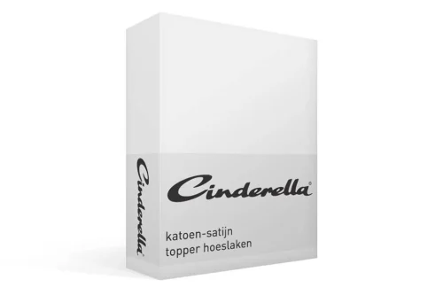 Cinderella katoen satijn hoeslaken topper - wit de-slaapfabriek 1
